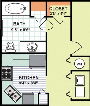 One Bedroom One Bath (954 Square Feet)